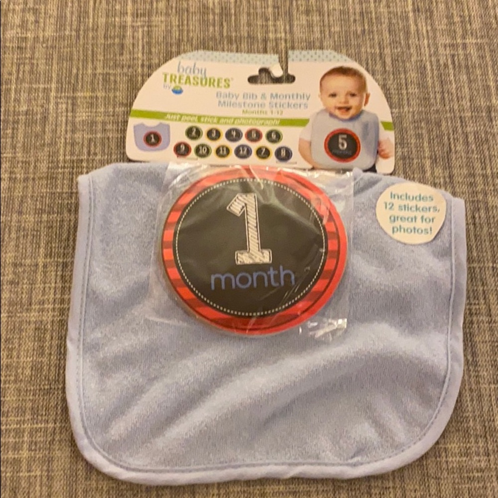 Baby Boy Bib & Monthly Milestone Stickers